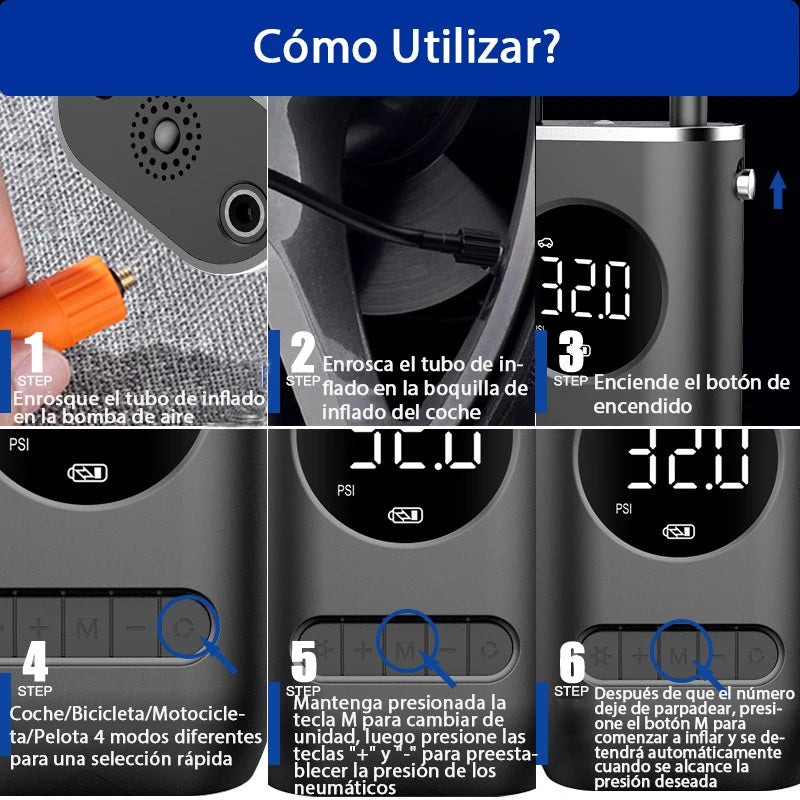 Mini Compresor Portátil 150PSI Recargable