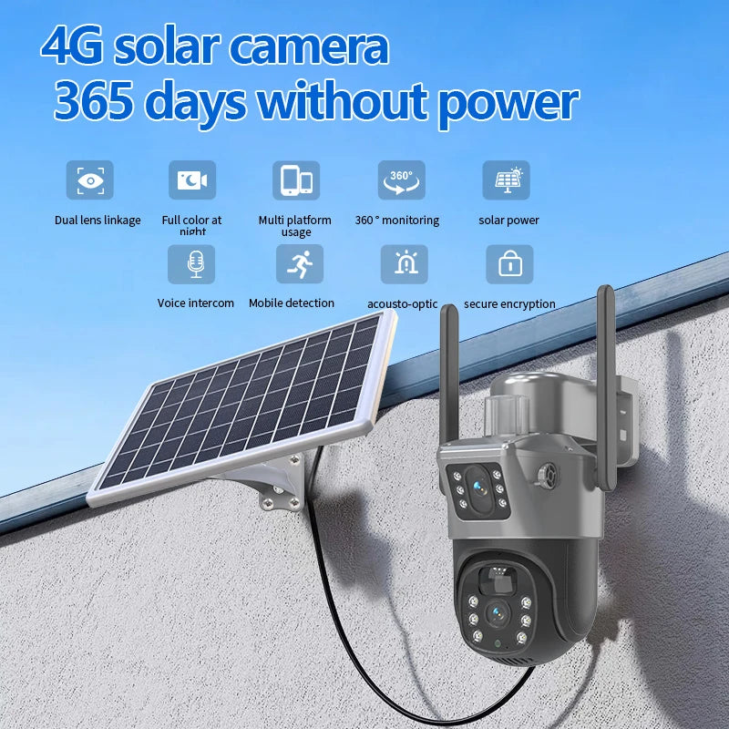 Cámara Solar 4G/WiFi Panorámica 360° Sin Cables