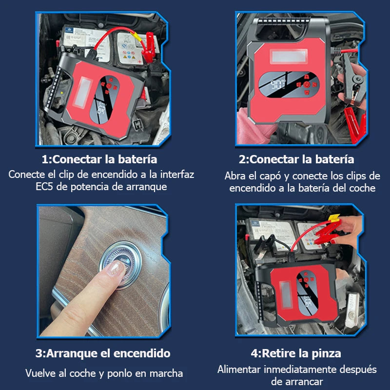 Arrancador De Vehículos Para Emergencias 4 Funciones En 1