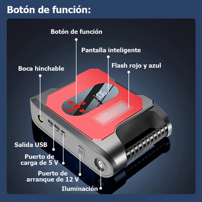 Arrancador De Vehículos Para Emergencias 4 Funciones En 1