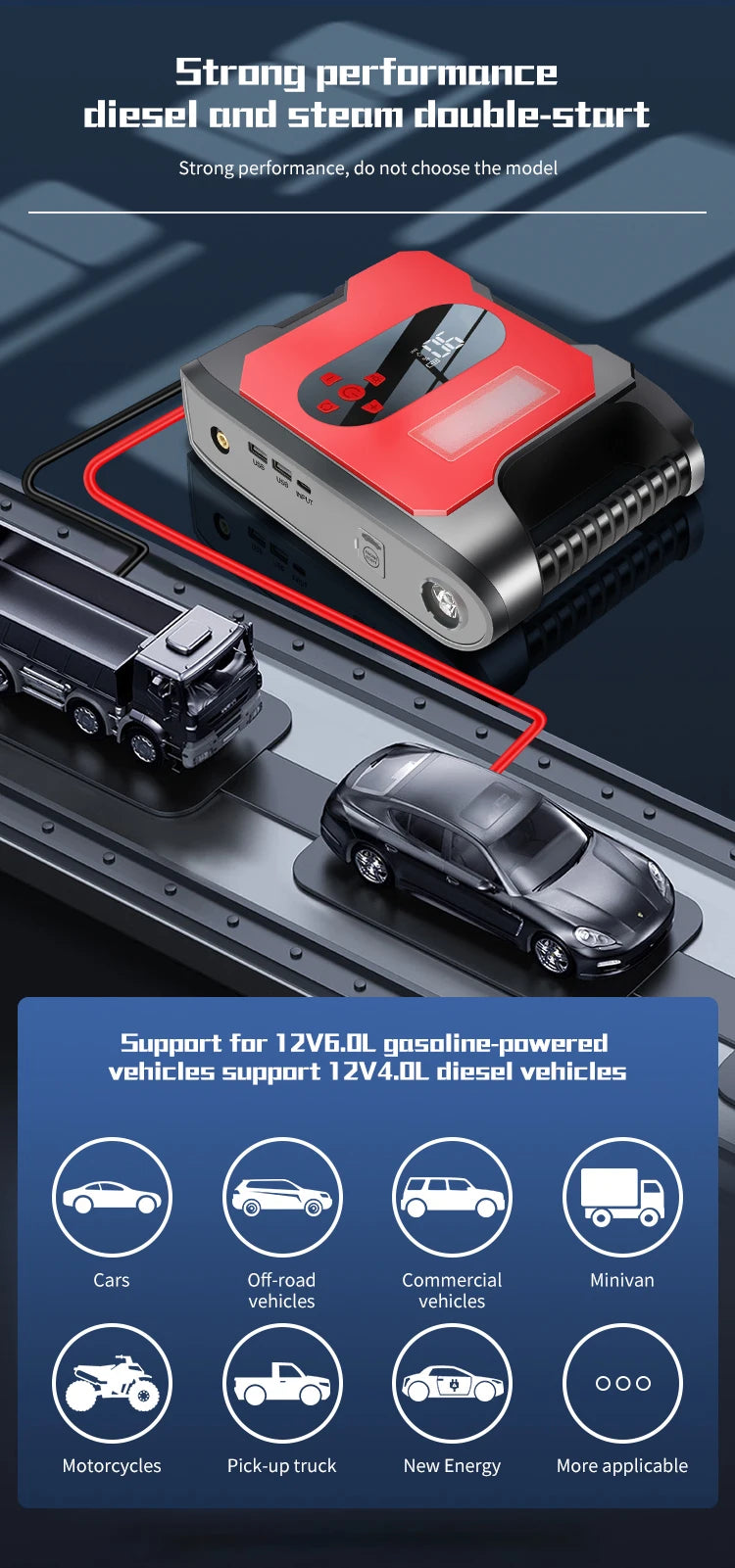 Arrancador De Vehículos Para Emergencias 4 Funciones En 1